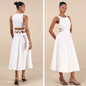 NEW Lulus Kianne White Cutout Tie-Back Midi Dress, XL